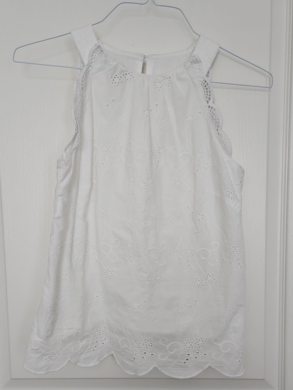 Talbots White Eyelet Halter-Style Top, 4 Petite